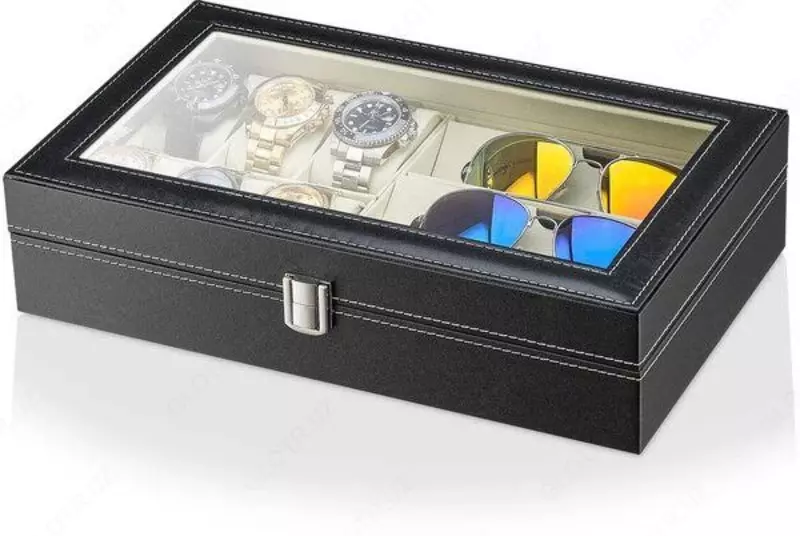 Стильная шкатулка для хранения часов или браслетов (6 шт.) и очков (3 шт.)