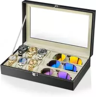 Стильная шкатулка для хранения часов или браслетов (6 шт.) и очков (3 шт.) - 300 000 so'm