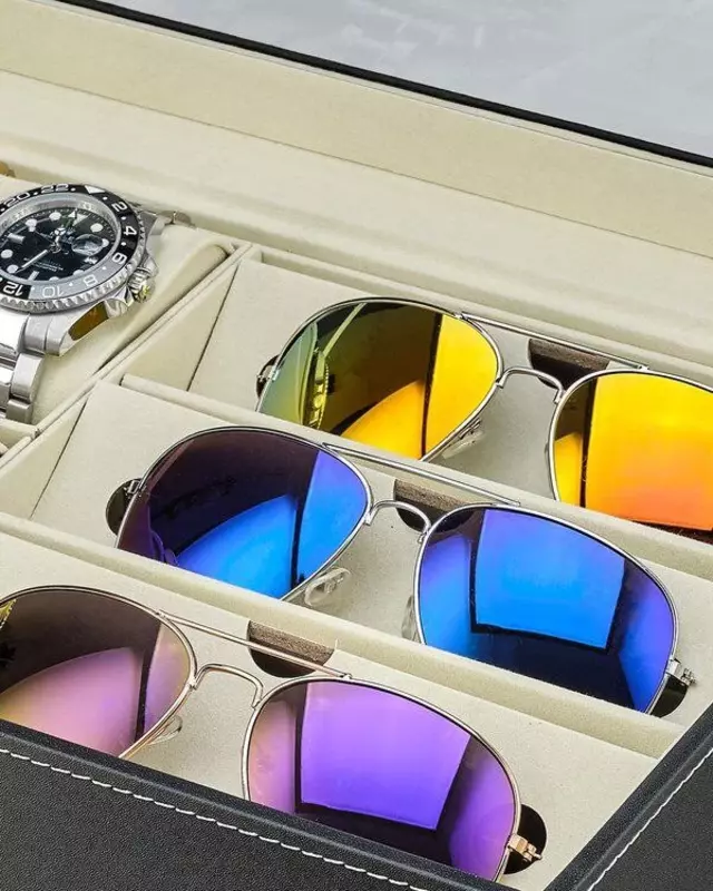 "Domashniy ugolok" XK - Стильная шкатулка для хранения часов или браслетов (6 шт.) и очков (3 шт.)