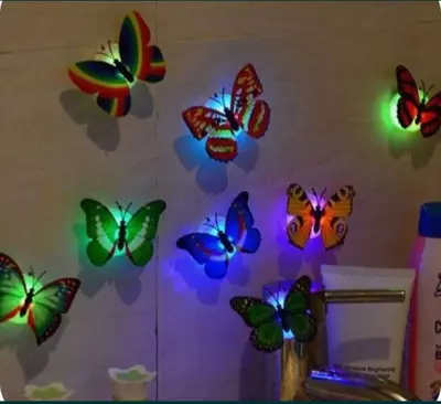 Разноцветная светодиодная бабочка наклейка на стену (5 шт.)