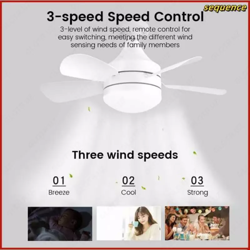 Белый мини-потолочный вентилятор со светодиодной подсветкой.