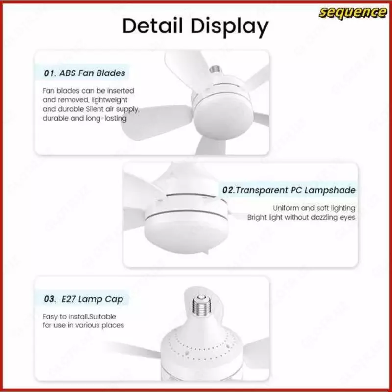 Белый мини-потолочный вентилятор со светодиодной подсветкой.