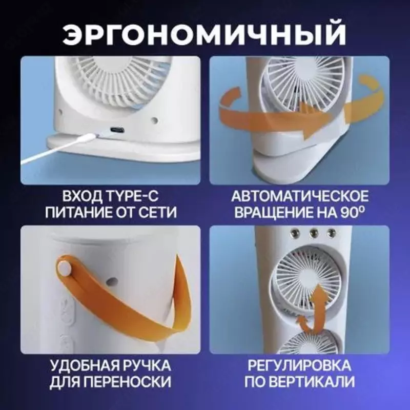Вентилятор настольный с увлажнителем белый двойной охладитель мини кондиционерОхладитель, вентилятор с пультом Настольный вентилятор - этот мини вентилятор поможет сделать ваш отдых или работу в разы