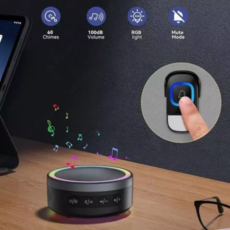 Беспроводной дверной звонок с динамиком и Bluetooth RL-BT01 Используйте его как обычный рингтон во время воспроизведения любимой музыки. Выбирайте из 60 мелодий