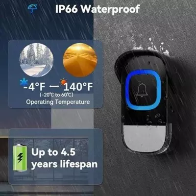 Беспроводной дверной звонок с динамиком и Bluetooth RL-BT01 Используйте его как обычный рингтон во время воспроизведения любимой музыки. Выбирайте из 60 мелодий, регулируйте громкость (от 0 дБ до 10