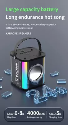 Маленькая домашняя портативная Bluetooth Колонка для караоке, двойной беспроводной микрофон, звуковая шкатулка для прямого эфира, FM-радио, TF-карта, USB Сабвуфер, музыкальный центр, аудио