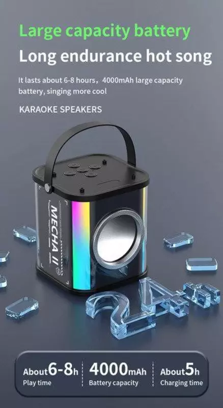 Маленькая домашняя портативная Bluetooth Колонка для караоке, двойной беспроводной микрофон, звуковая шкатулка для прямого эфира, FM-радио, TF-карта, USB Сабвуфер, музыкальный центр, аудио