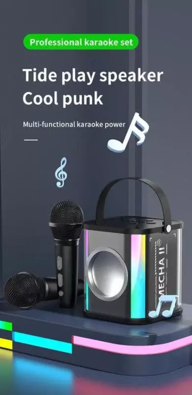 Маленькая домашняя портативная Bluetooth Колонка для караоке, двойной беспроводной микрофон, звуковая шкатулка для прямого эфира, FM-радио, TF-карта, USB Сабвуфер, музыкальный центр, аудио