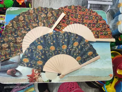 Китайский портативный пробковый тканевый веер