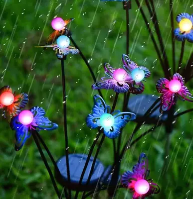 Декоративные садовые фонари-бабочки на солнечной батарее