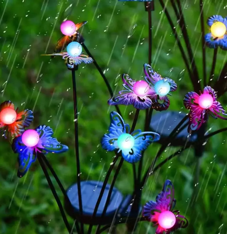 Декоративные садовые фонари-бабочки на солнечной батарее