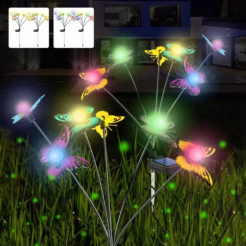 Водонепроницаемый светодиодный садовый фонарь на солнечной батарее в виде бабочки.