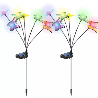 Водонепроницаемый светодиодный садовый фонарь на солнечной батарее в виде бабочки.