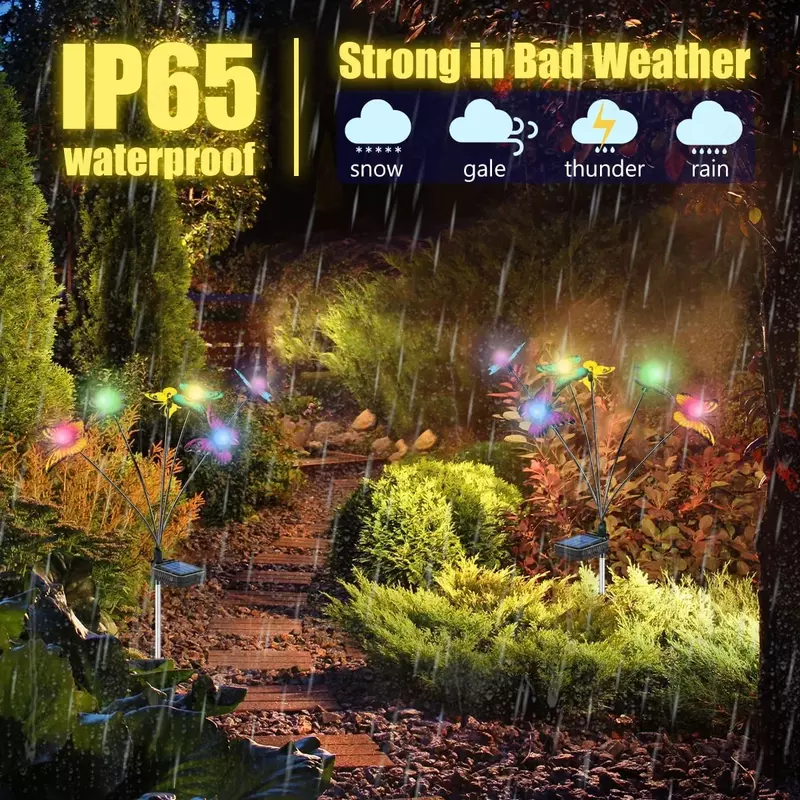 Водонепроницаемый светодиодный садовый фонарь на солнечной батарее в виде бабочки.