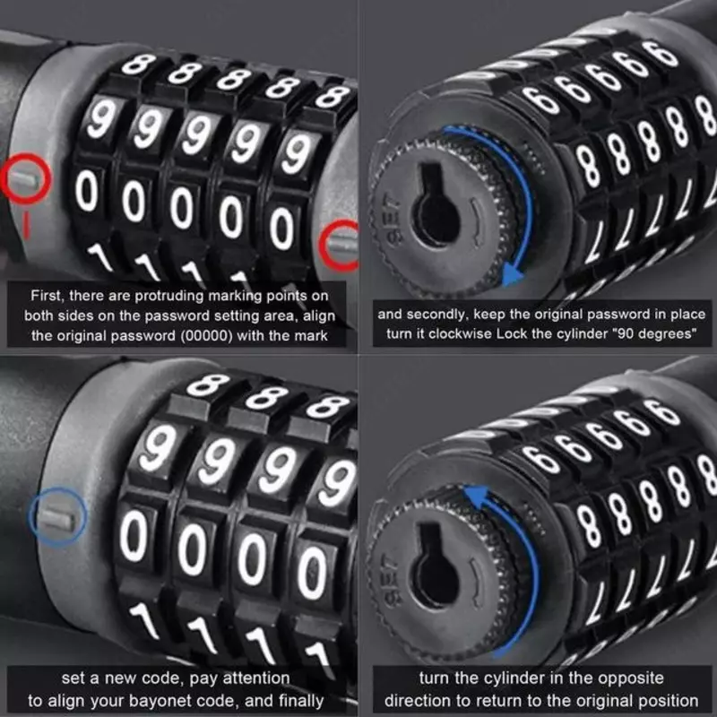 Противоугонная цепь с замком 5-значной кодовой комбинацией.