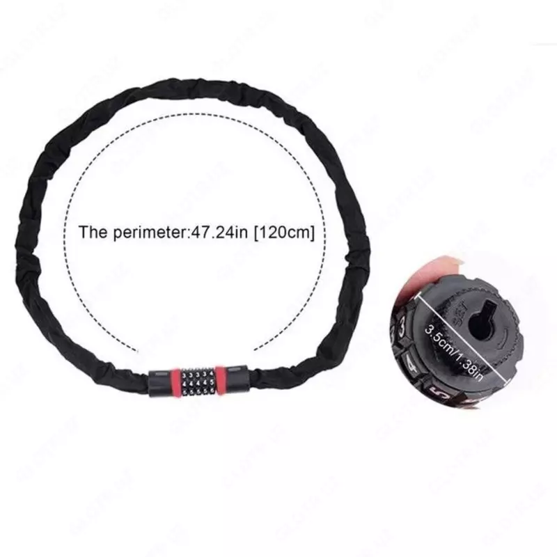 Противоугонная цепь с замком 5-значной кодовой комбинацией.