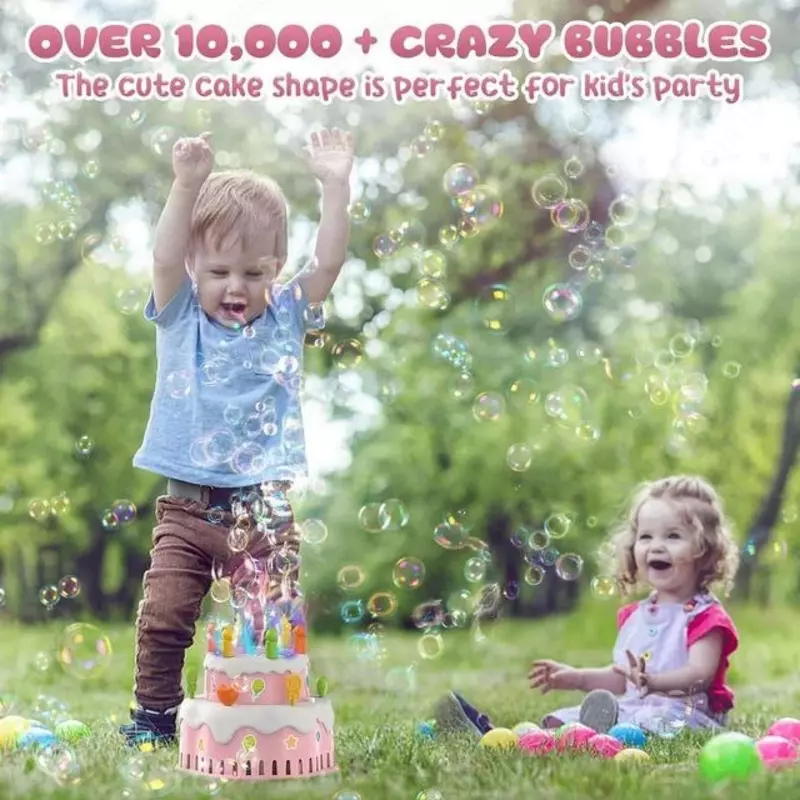 Автоматическая машина KULARIWORLD для пускания мыльных пузырей на торт ко дню рождения (розовый)
