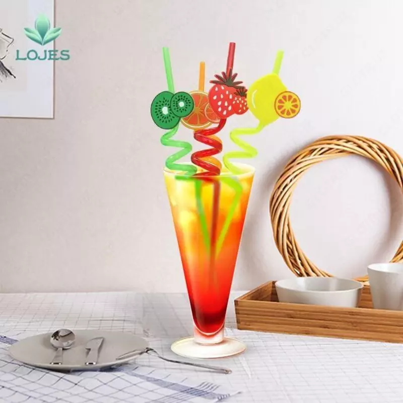 Многоразовые акриловые трубочки Curly Straws в форме фигурных соломинок для питья напитков (4 шт.) - 20 000 сум