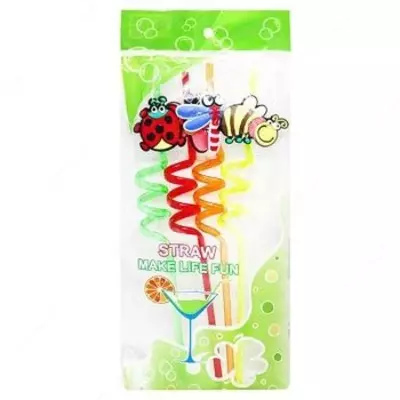 20 000 сум / упаковка Многоразовые акриловые трубочки Curly Straws в форме фигурных соломинок для питья напитков (4 шт.)