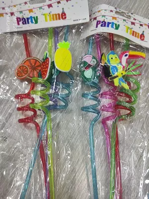 Многоразовые акриловые трубочки Curly Straws в форме фигурных соломинок для питья напитков (4 шт.) ЯТТ "Домашний Уголок"