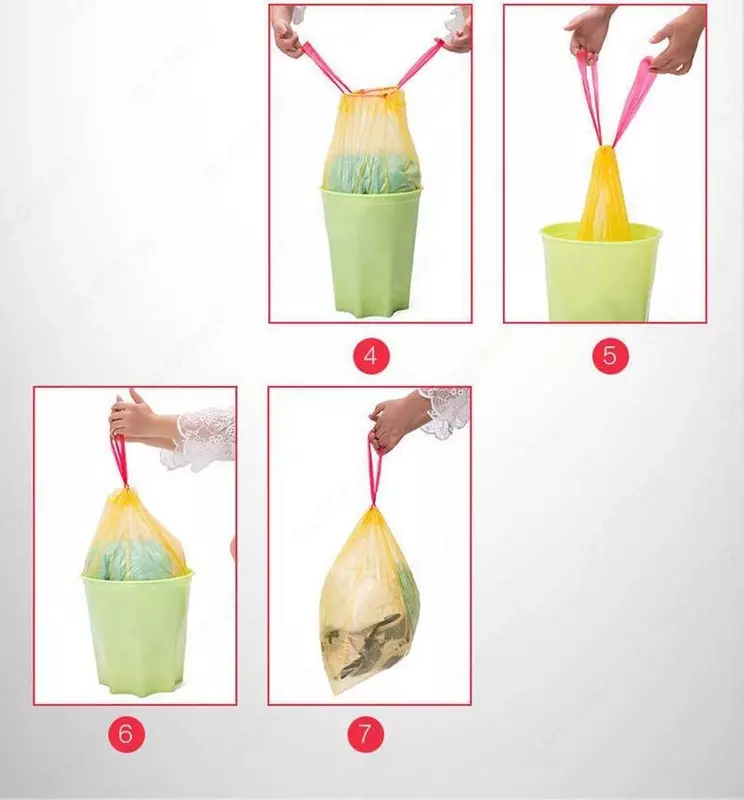 Мешок-пакет в рулоне для мусора на шнурке (50 шт.) Только в розницу