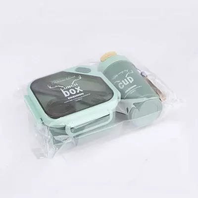 Набор из пластикового ланч-бокса Senza Square с ложкой и бутылки для воды