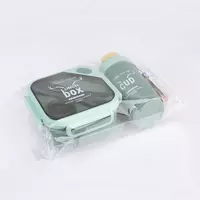 Набор из пластикового ланч-бокса Senza Square с ложкой и бутылки для воды