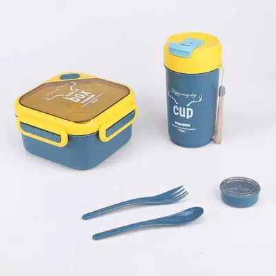 Набор из пластикового ланч-бокса Senza Square с ложкой и бутылки для воды ЯТТ "Домашний Уголок"