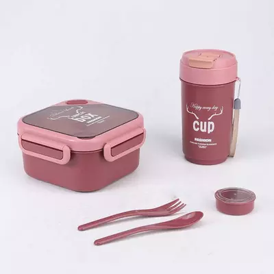 Набор из пластикового ланч-бокса Senza Square с ложкой и бутылки для воды - ЯТТ "Домашний Уголок"