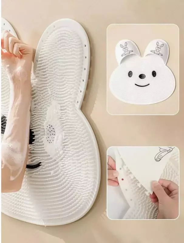 Массажный силиконовый коврик на липучках в форме зайца