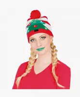 Новогодняя шапочка бини с помпоном и подсветкой (22х25 см) Только в розницу