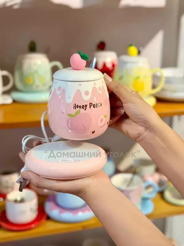 Керамическая кружка с подставкой и подогревом (480 мл) Только в розницу