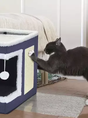   Универсальная лежанка-домик с когтеточкой для кошек и собак 
