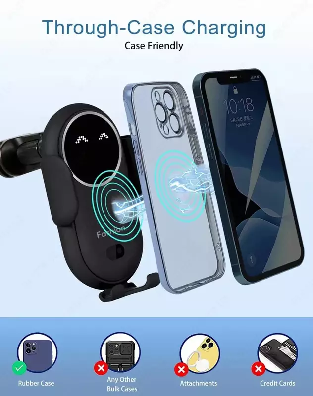 Универсальный держатель для телефона с беспроводной зарядкой