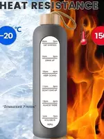 Стеклянная бутылка для воды Danny Home с силиконовым чехлом и деревянной крышкой (1000 мл) - 170 000 сум