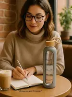 170 000 сум Стеклянная бутылка для воды Danny Home с силиконовым чехлом и деревянной крышкой (1000 мл)