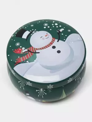 Новогодние ароматические свечи в металлических баночках, интерьерный декор (7 см, высота 4,5 см)