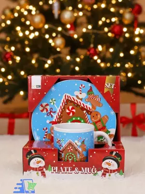 Rojdestvo to‘plami Snowy Mug - 325 ml krujka va 20 sm likopcha