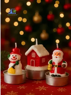 Набор новогодних фигурных свечей “Волшебный лес” 3/4 штуки в подарочной упаковке - ЯТТ "Домашний Уголок"