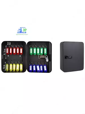  Настенный металлический сейф для ключей на 20 ключей с кодовым замком  черный/серый Домашний Уголок