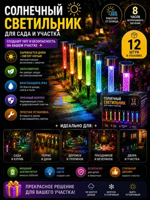 Садовый светильник на солнечной батарее RGB LED уличный фонарь для сада IP44