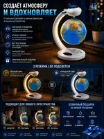  Левитирующий глобус с Bluetooth колонкой  подсветкой и часами 17 см - Домашний Уголок