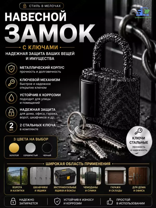 Декоративный навесной замок с ключами, металлический, мини-замок