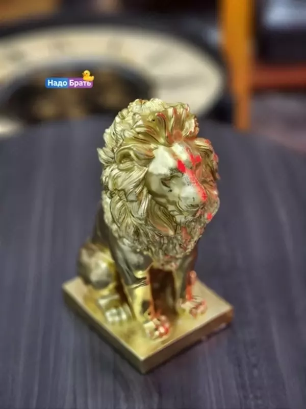 Статуэтка Лев, декор для дома и офиса, фигурка из полистоуна, подарок, (11см× 25см.)