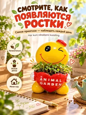 Мини-набор для выращивания растения - Смайлик с семенами, декоративный мини-горшок