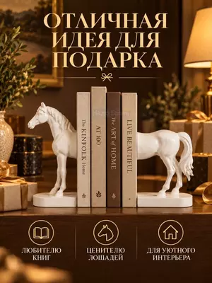 Декоративные подставки для книг в форме лошади, интерьерный декор ( 27×12×16 см. белый)