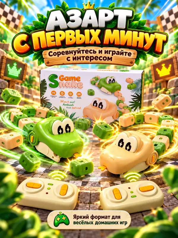 Радиоуправляемая магнитная змейка RC Greedy Snake на пульте, интерактивная игрушка для детей