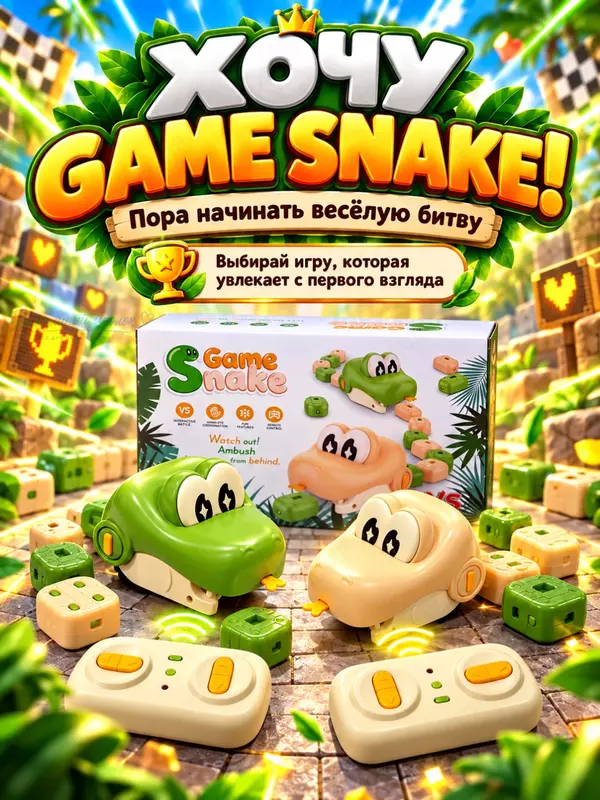 Радиоуправляемая магнитная змейка RC Greedy Snake на пульте, интерактивная игрушка для детей