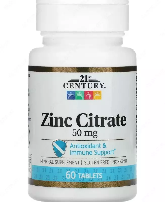 Цитрат цинка 21st Century США 50 мг 60 таблеток