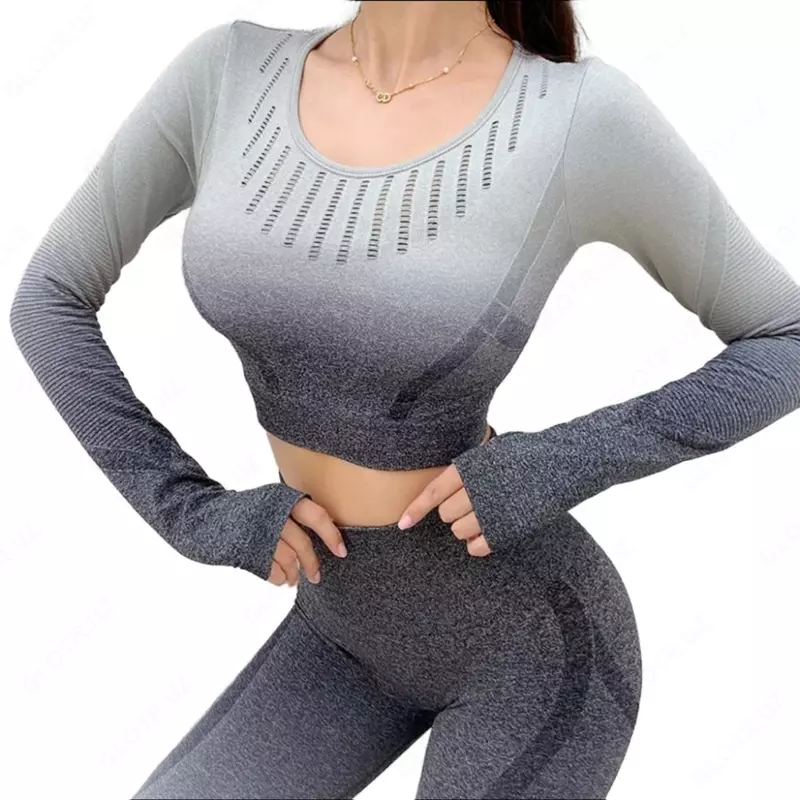 Топ с длинными рукавами омбре (серый цвет)